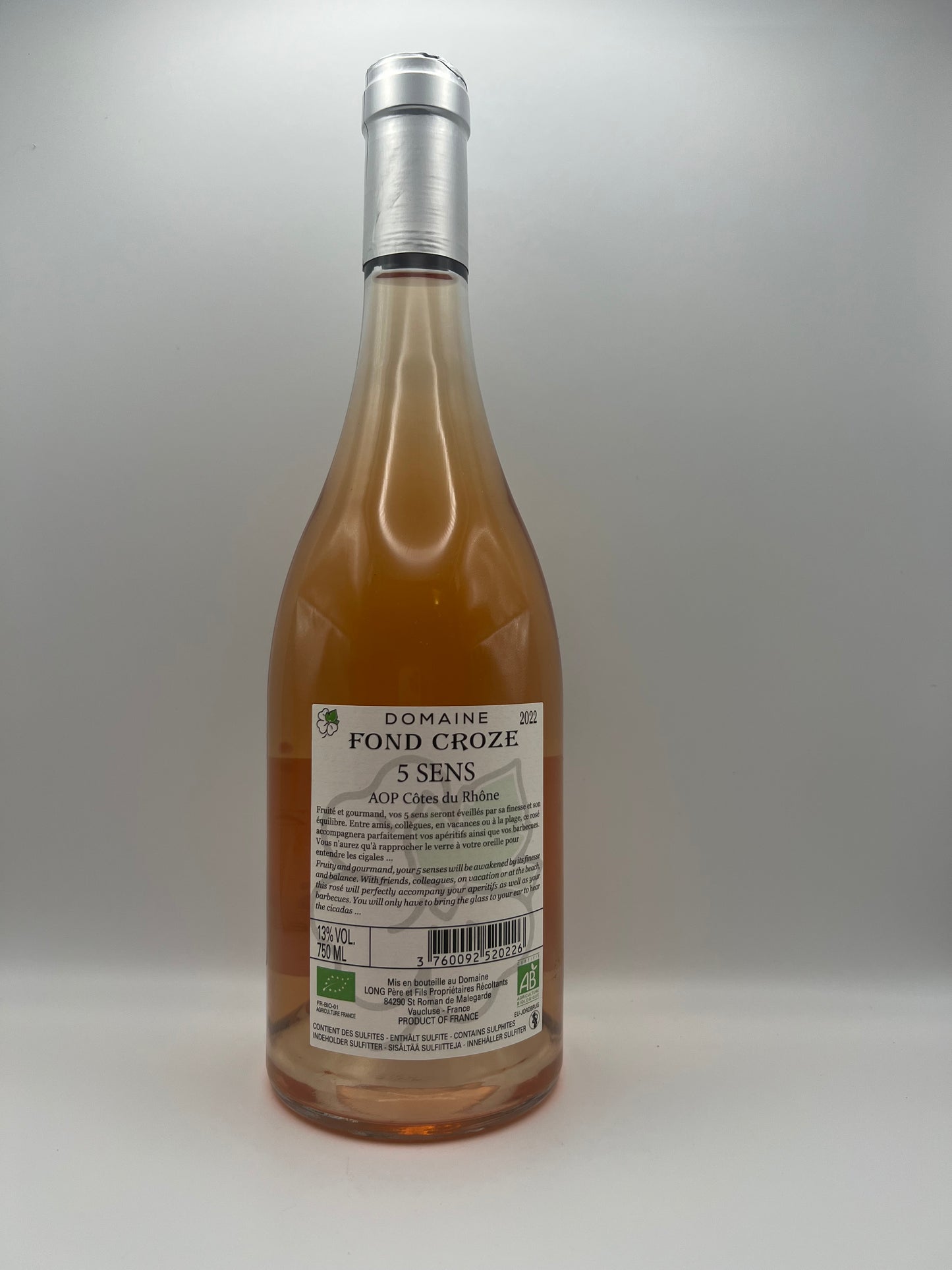 FOND CROZE - CDR Rosé 5 Sens - 2022 - 0,75l