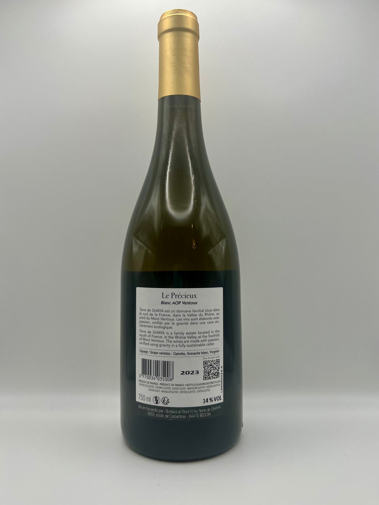 TERRE DE GHAYA - A.O.C. Ventoux Le Précieux Blanc - 2024 - 0,75l