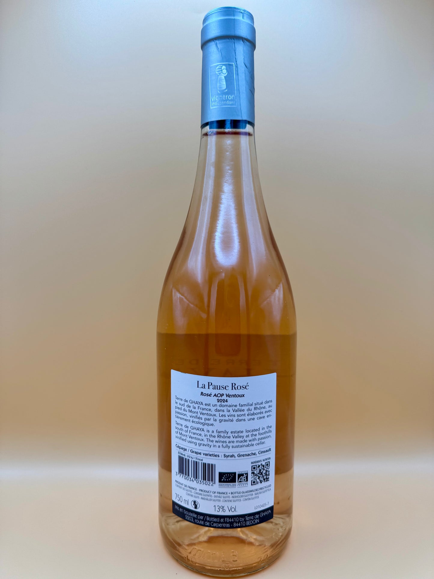 TERRE DE GHAYA - A.O.C. Ventoux La Pause Rosé - 2024 - 0,75l